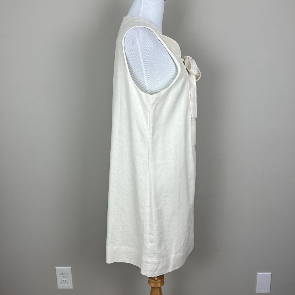 Hyacinth House Tuckernuck Mini Dress Womens Medium‎ Ivory Linen Cotton Lace Up M - Picture 5 of 16
